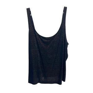 Chico's Travelers Black Metallic Shimmer Tank Top Adjustable Strap Size 3 XL
